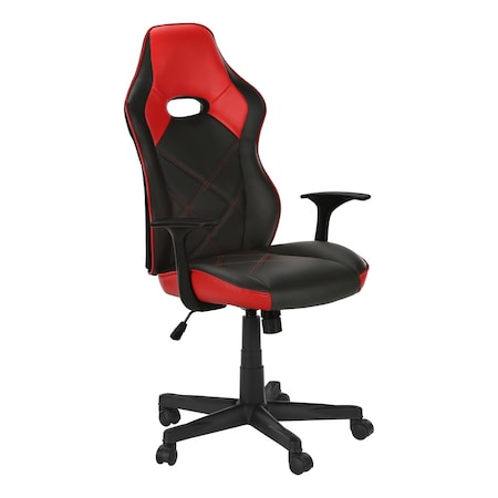 MONARCH SPECIALTIES Office Chair, Gaming, Swivel, Ergonomic, Armrests, Computer Desk, Work, Black And Red Leather Look I 7327